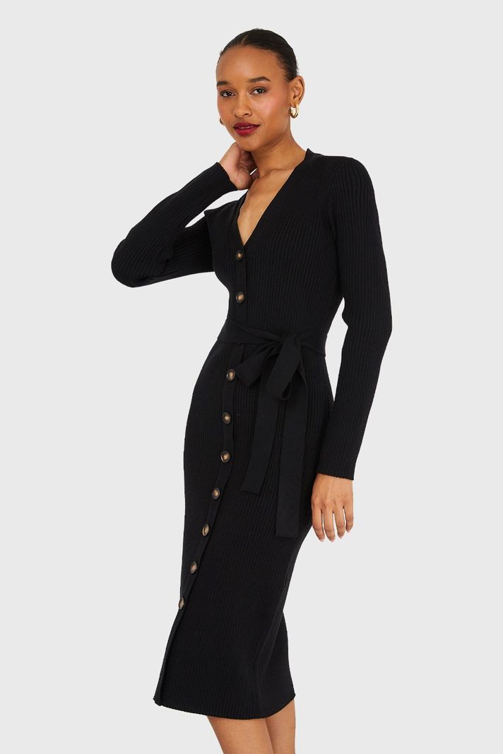 Vestido Sweater Midi Negro Nicopoly-4