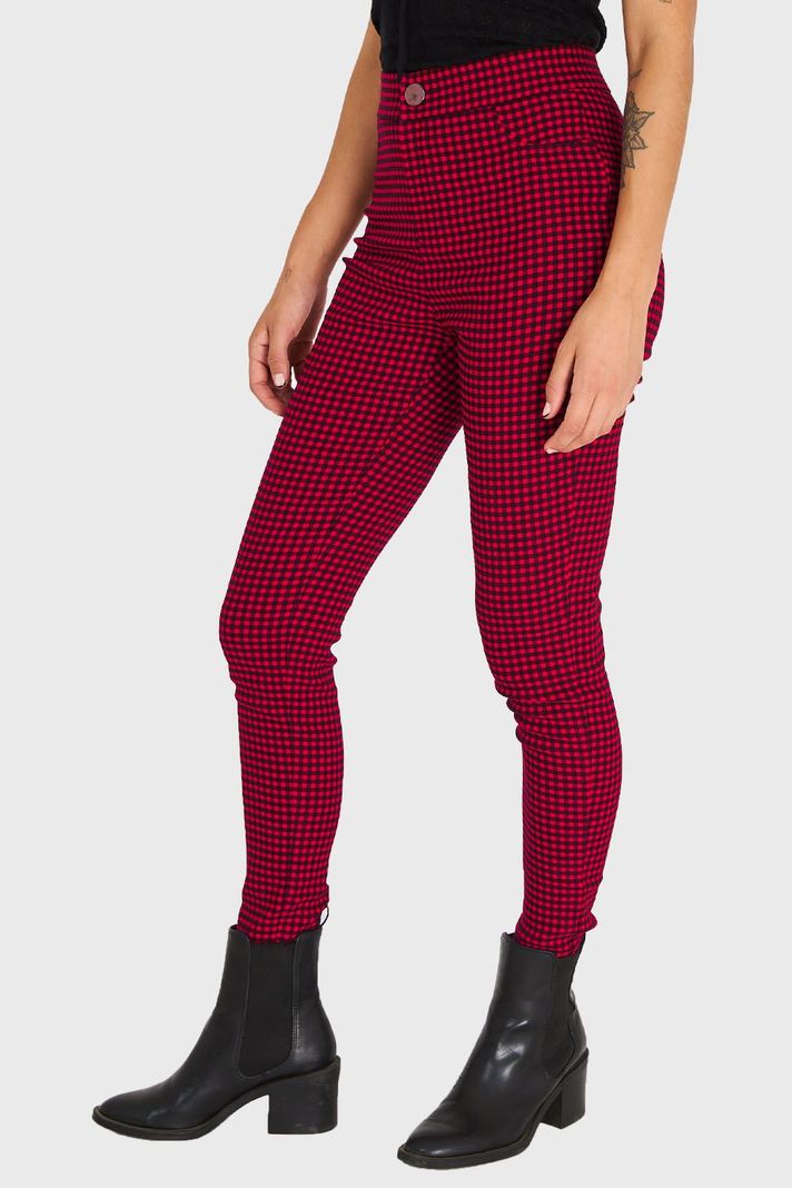 Calza Skinny Vichy Con Cierre Rojo Nicopoly-2