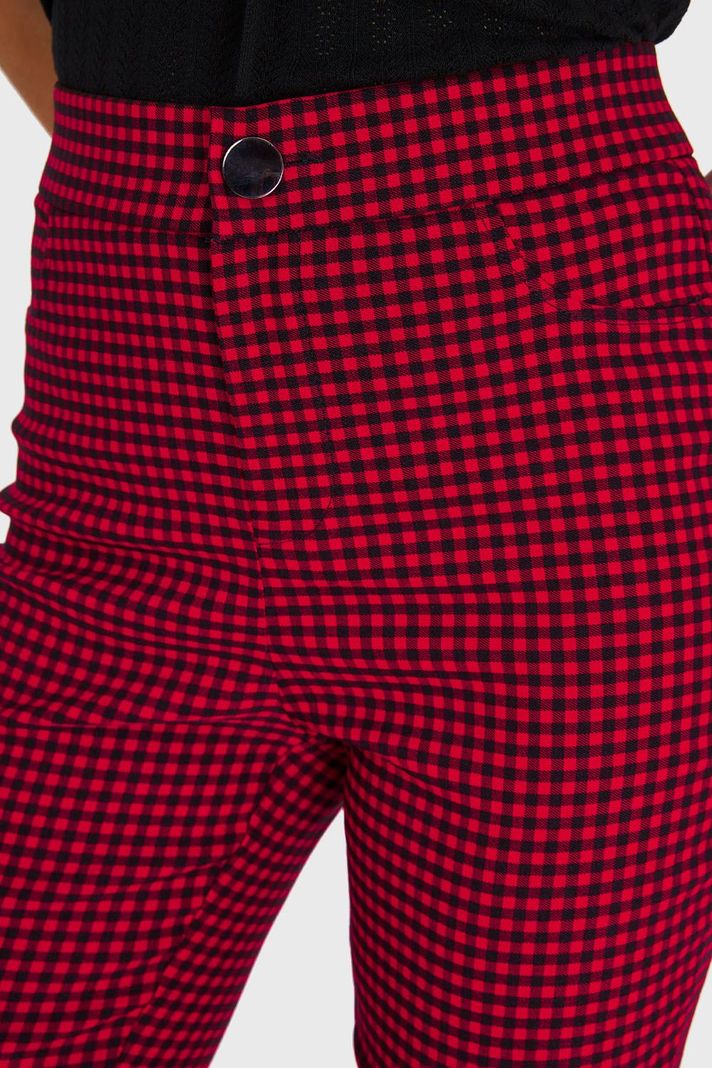 Calza Skinny Vichy Con Cierre Rojo Nicopoly-5