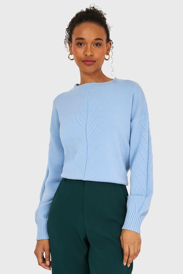 Sweater Diseños Espigas Celeste Nicopoly-4