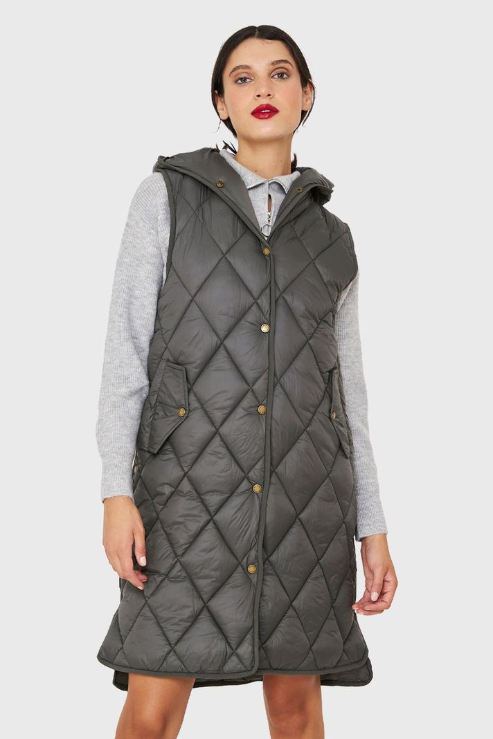 Parka Sin Mangas Quilt Gris Nicopoly-0