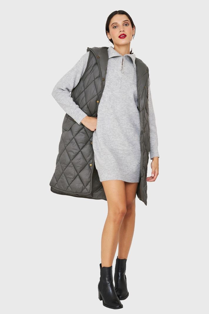 Parka Sin Mangas Quilt Gris Nicopoly-1