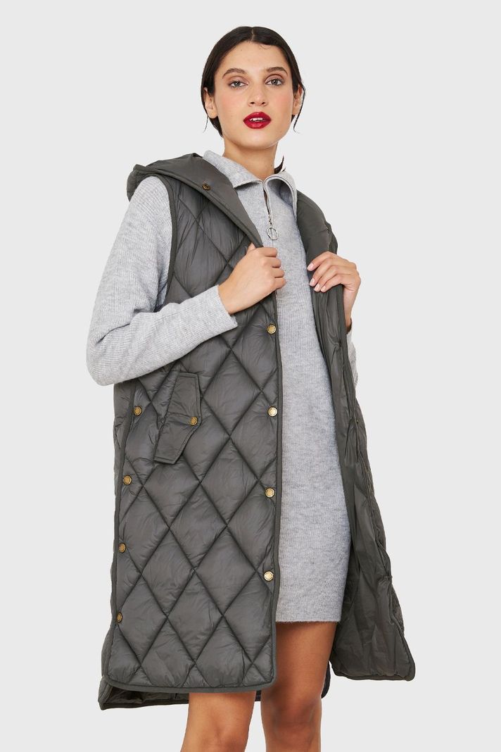 Parka Sin Mangas Quilt Gris Nicopoly-4