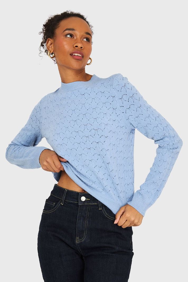Sweater Básico Cuello Redondo Celeste Nicopoly-0