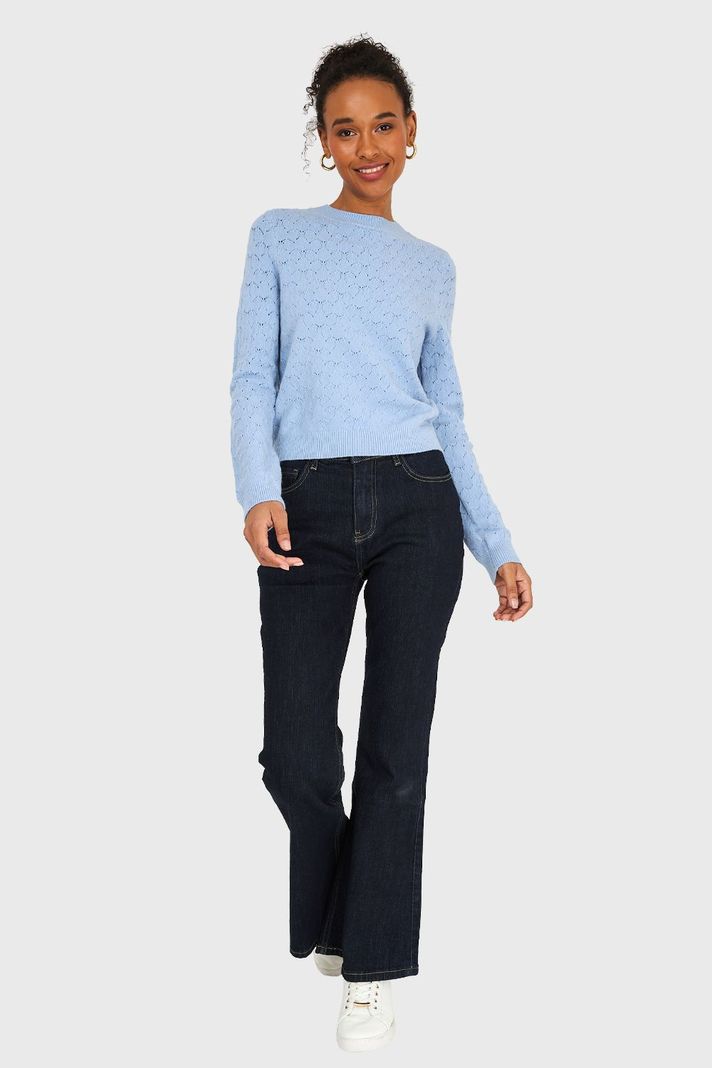 Sweater Básico Cuello Redondo Celeste Nicopoly-1