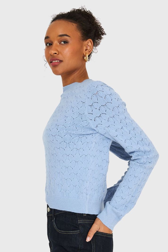 Sweater Básico Cuello Redondo Celeste Nicopoly-2