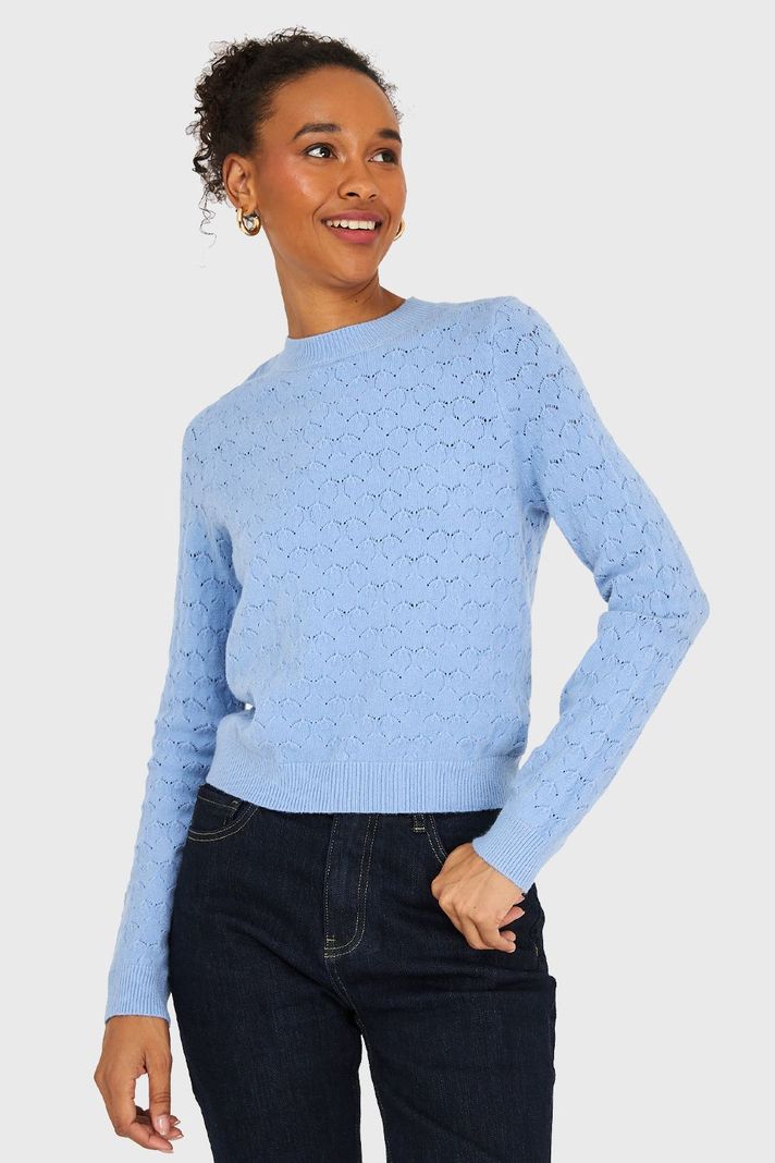 Sweater Básico Cuello Redondo Celeste Nicopoly-4