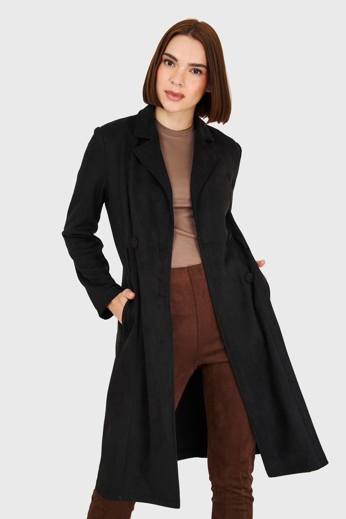 Trench Tipo Gamuza Negro Nicopoly-0