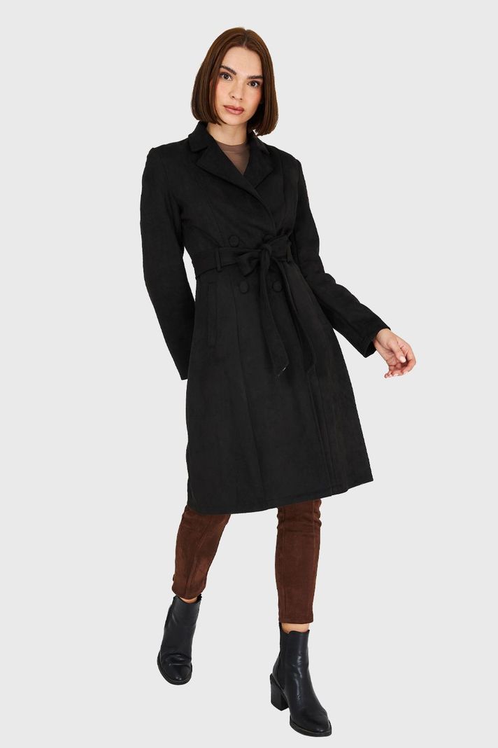 Trench Tipo Gamuza Negro Nicopoly-1