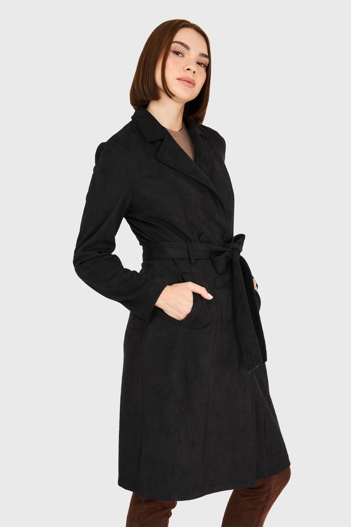 Trench Tipo Gamuza Negro Nicopoly-2