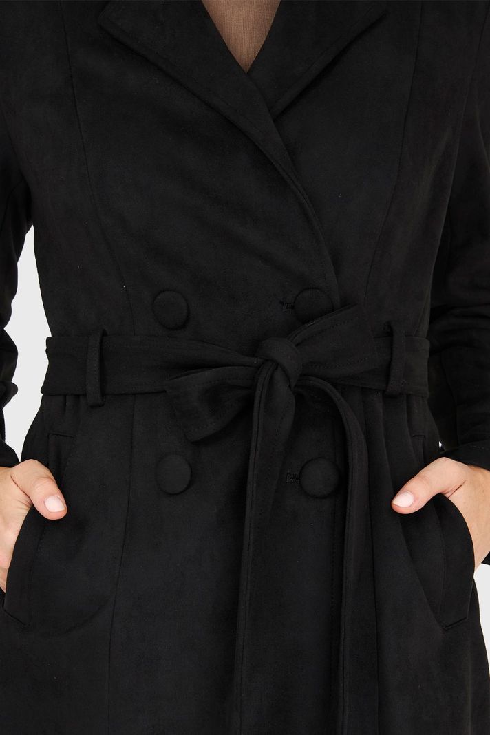 Trench Tipo Gamuza Negro Nicopoly-5