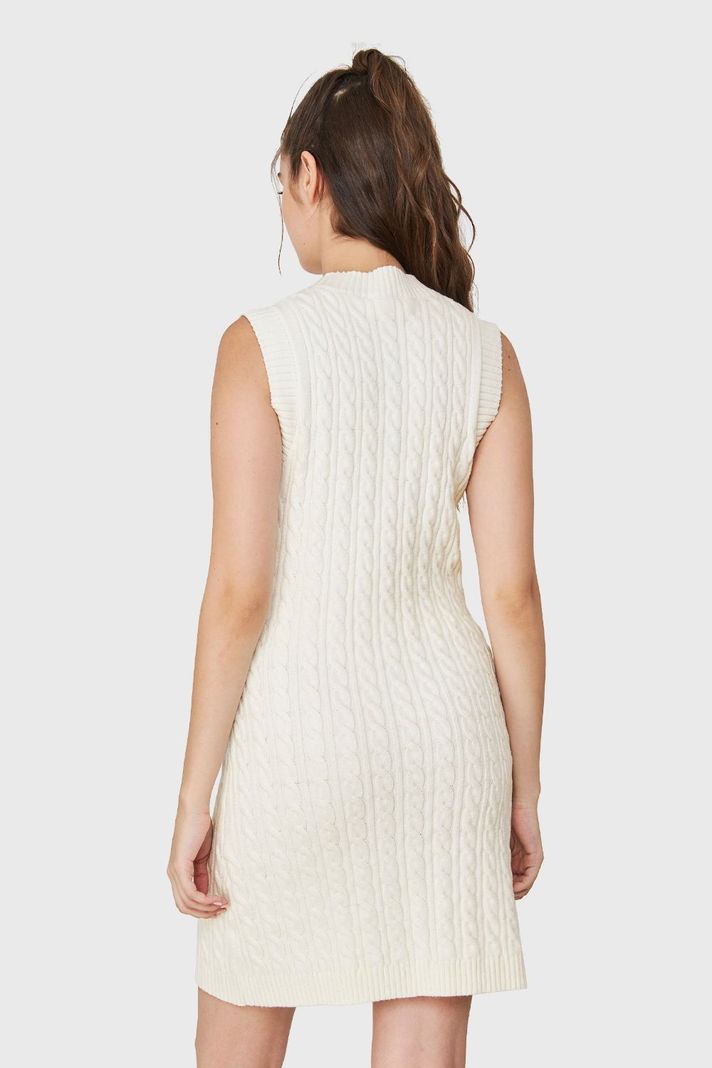 Vestido De Punto Trenzado Blanco Nicopoly-3