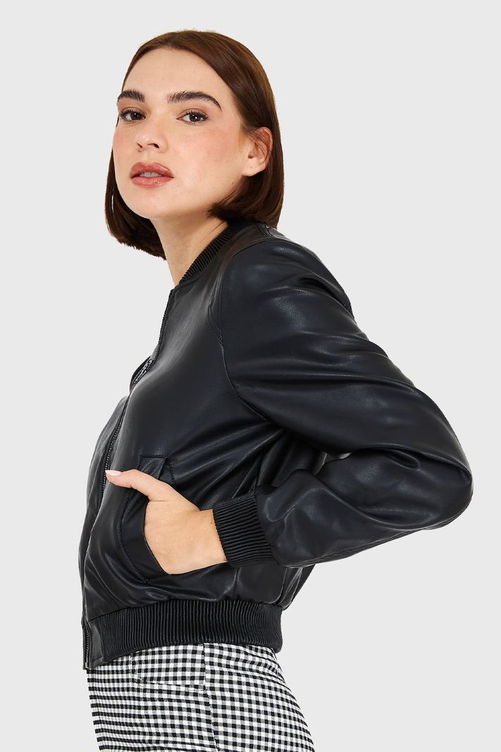 Bomber Ecocuero Negro Nicopoly-2
