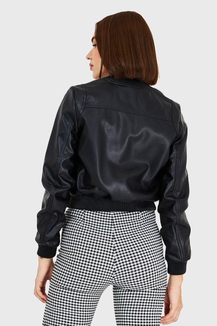 Bomber Ecocuero Negro Nicopoly-3