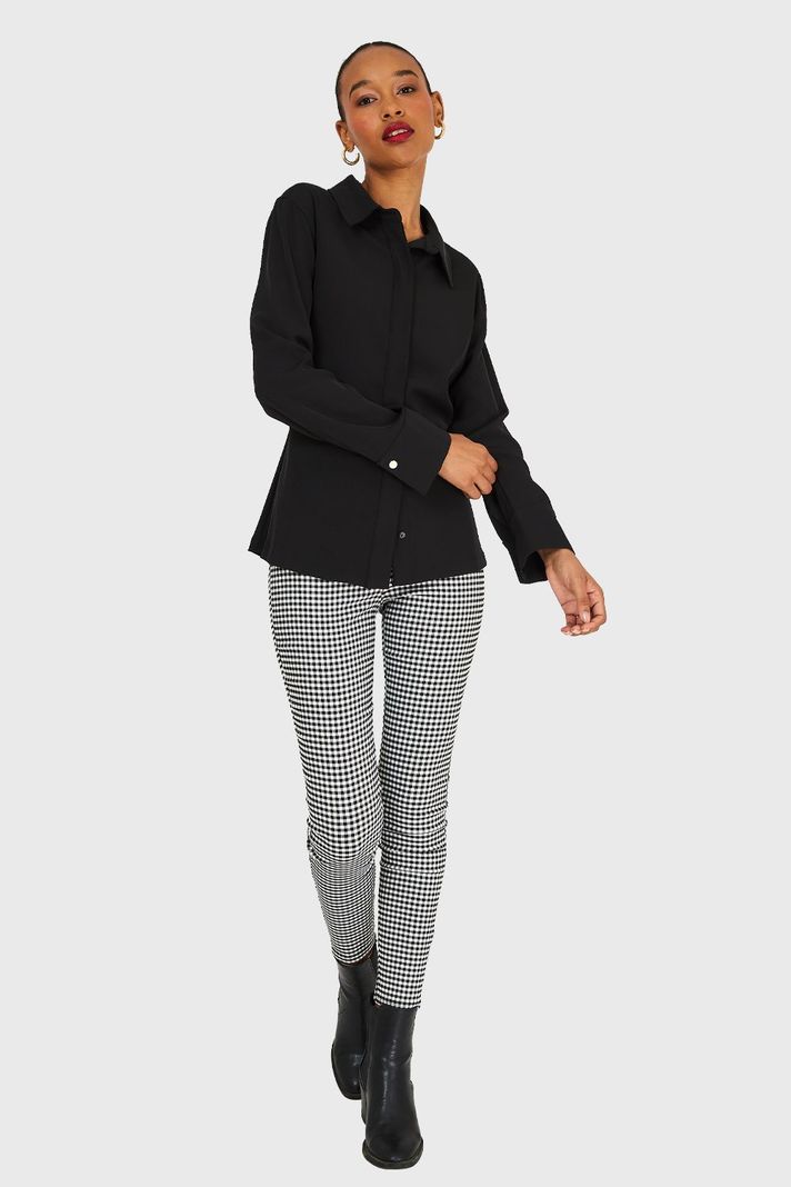 Camisa Pliegues Cintura Negro Nicopoly-1