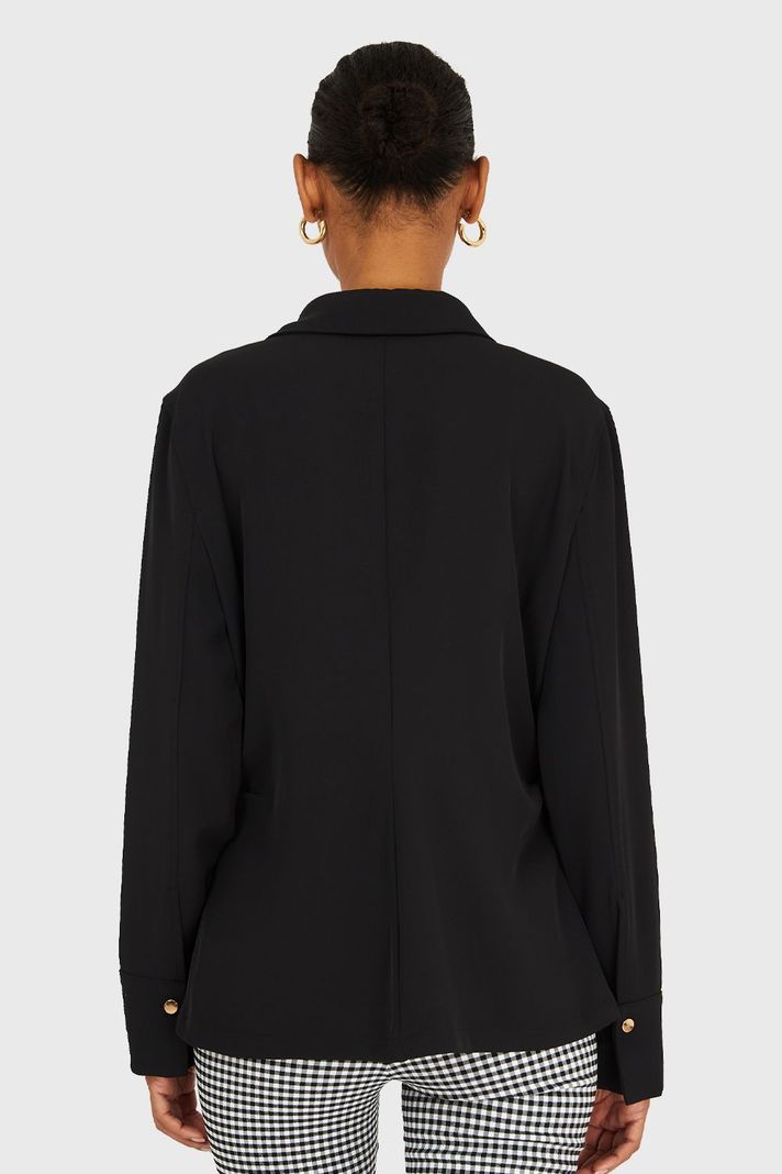 Camisa Pliegues Cintura Negro Nicopoly-3