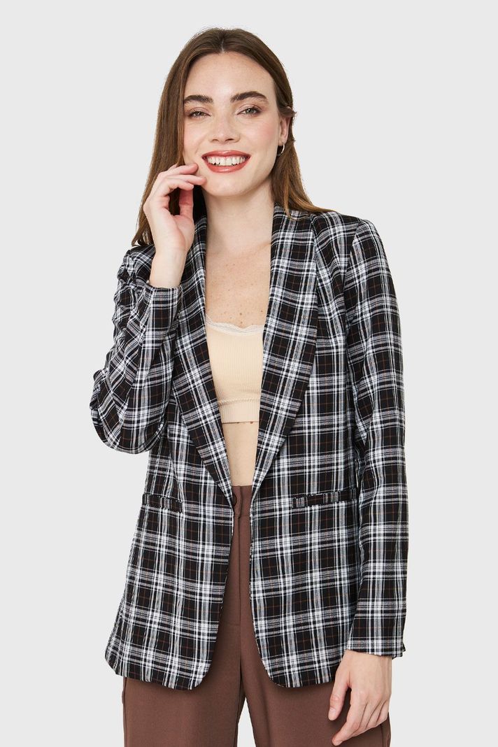 Blazer Escocés Negro Nicopoly-4