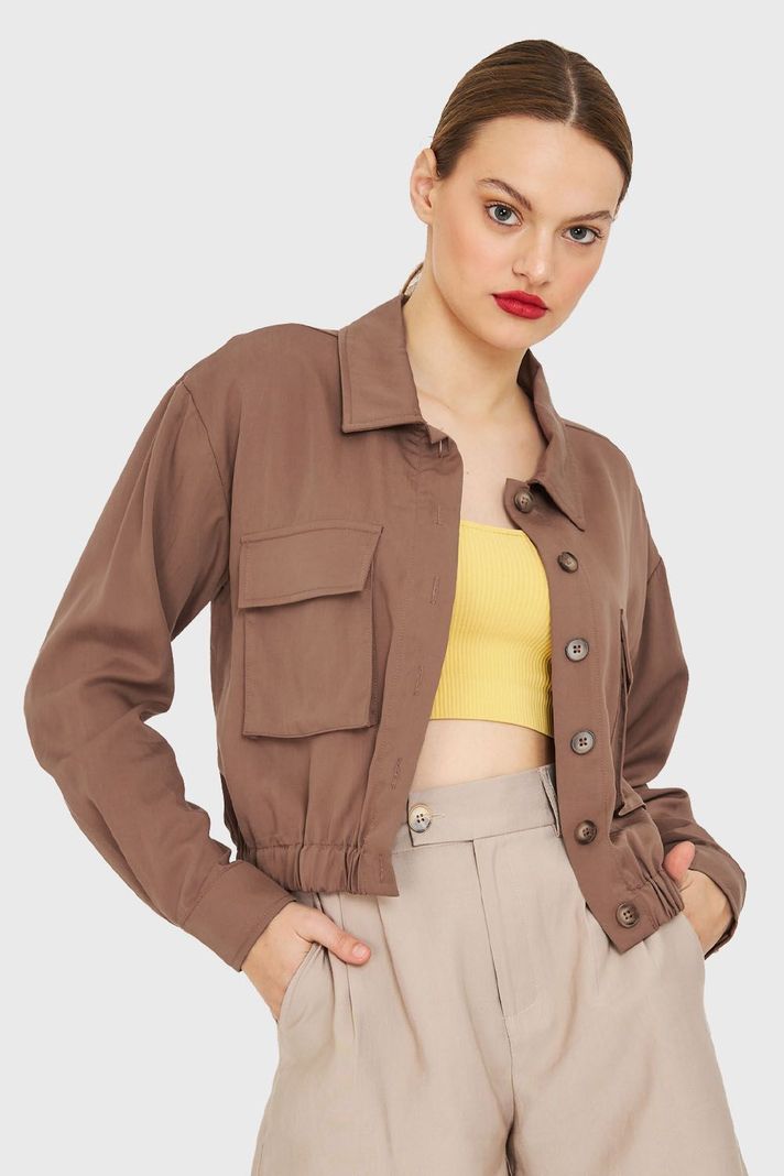 Blusa Bolsillos Cargo Café Nicopoly-0