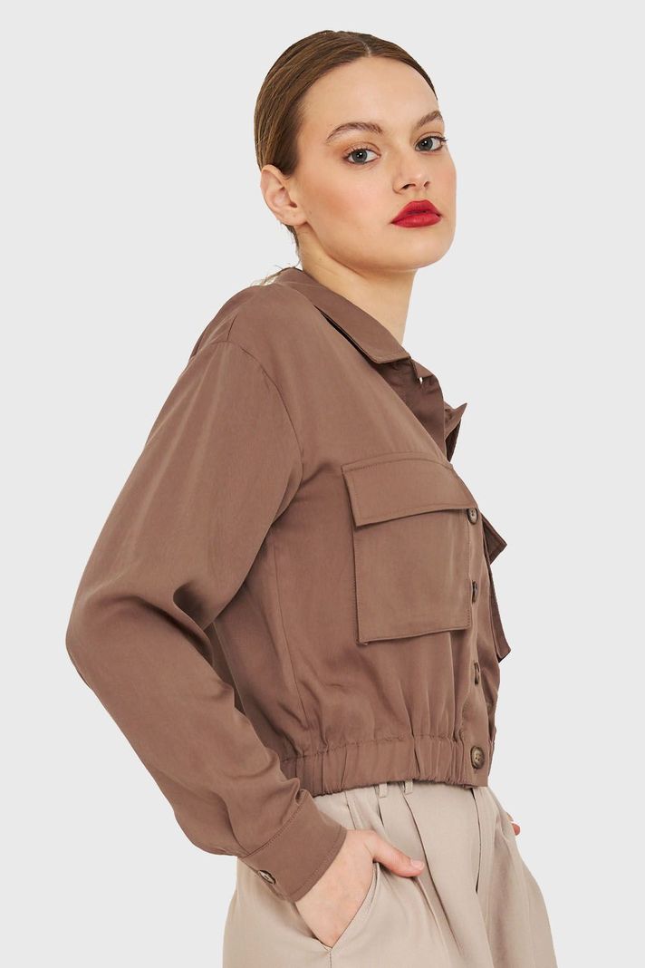 Blusa Bolsillos Cargo Café Nicopoly-2