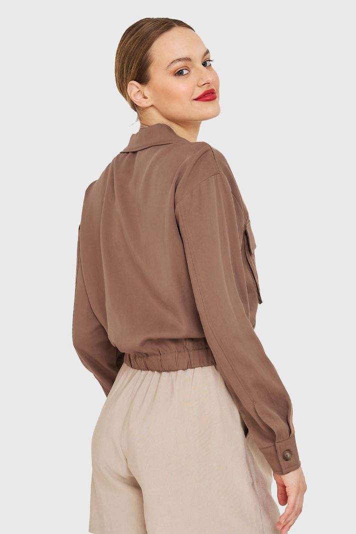 Blusa Bolsillos Cargo Café Nicopoly-3
