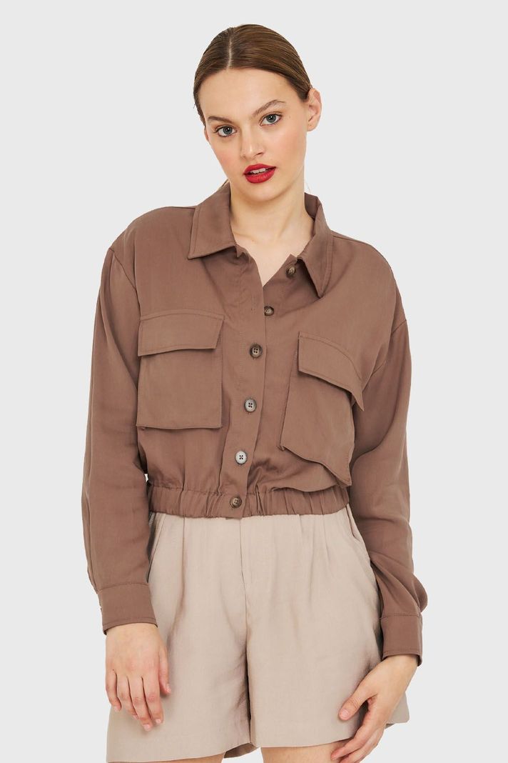 Blusa Bolsillos Cargo Café Nicopoly-4