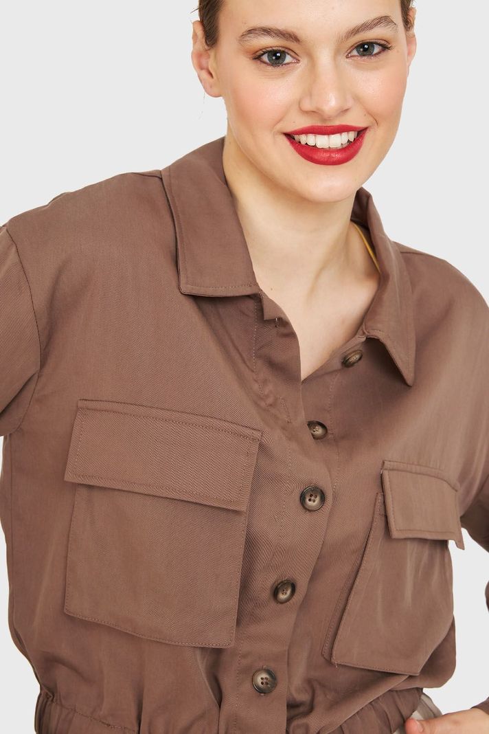 Blusa Bolsillos Cargo Café Nicopoly-5