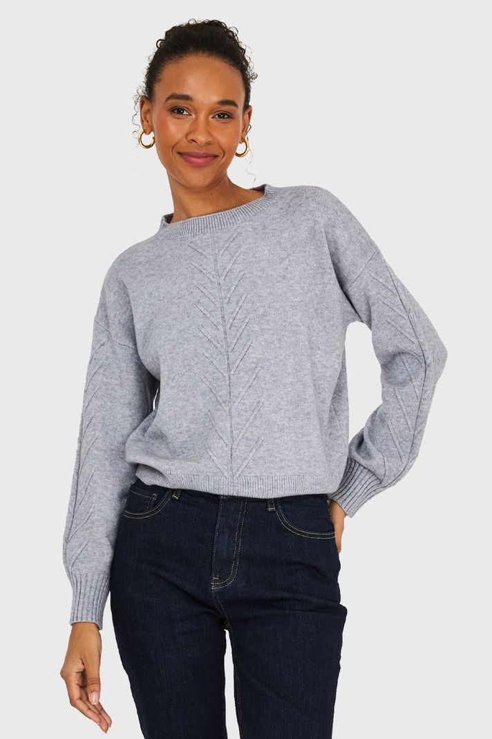 Sweater Diseños Espigas Gris Nicopoly-0