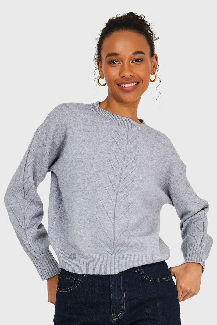 Sweater Diseños Espigas Gris Nicopoly-4