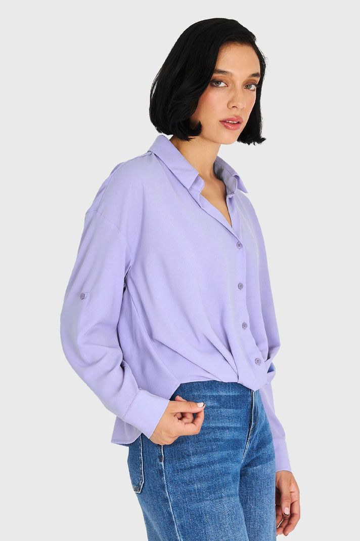 Camisa Manga Ajustable Celeste Nicopoly-2