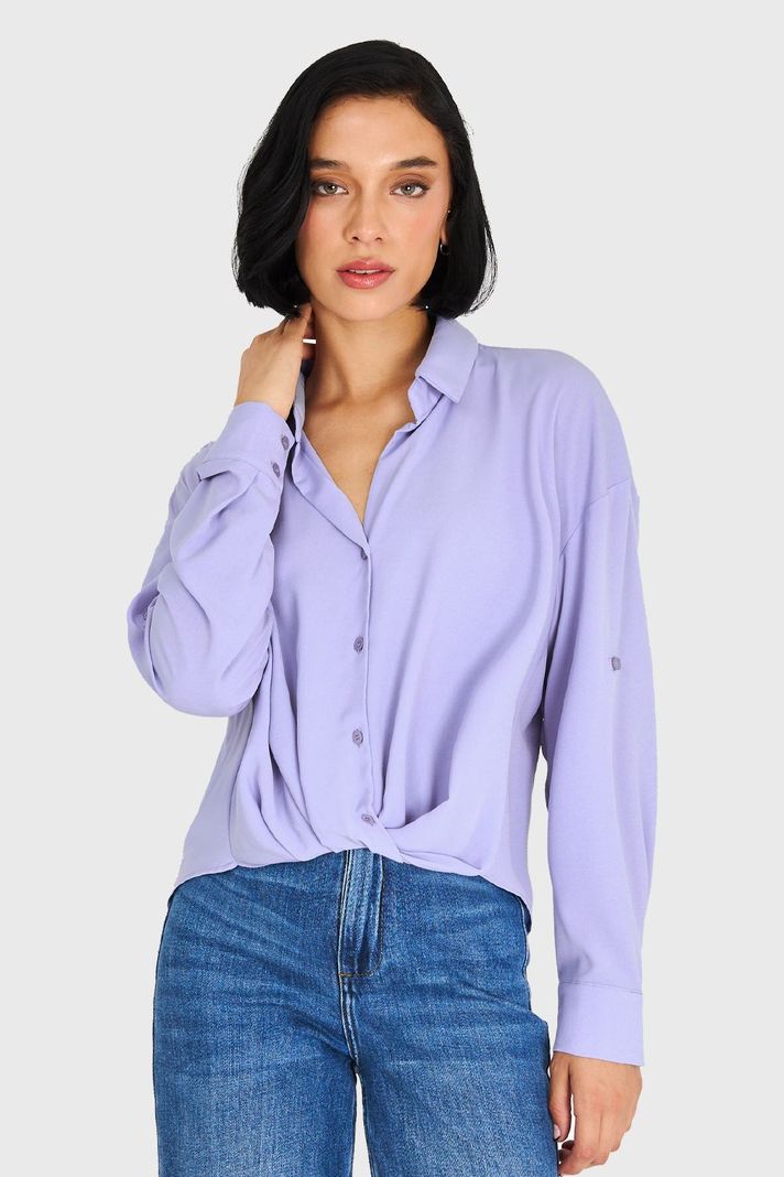 Camisa Manga Ajustable Celeste Nicopoly-4