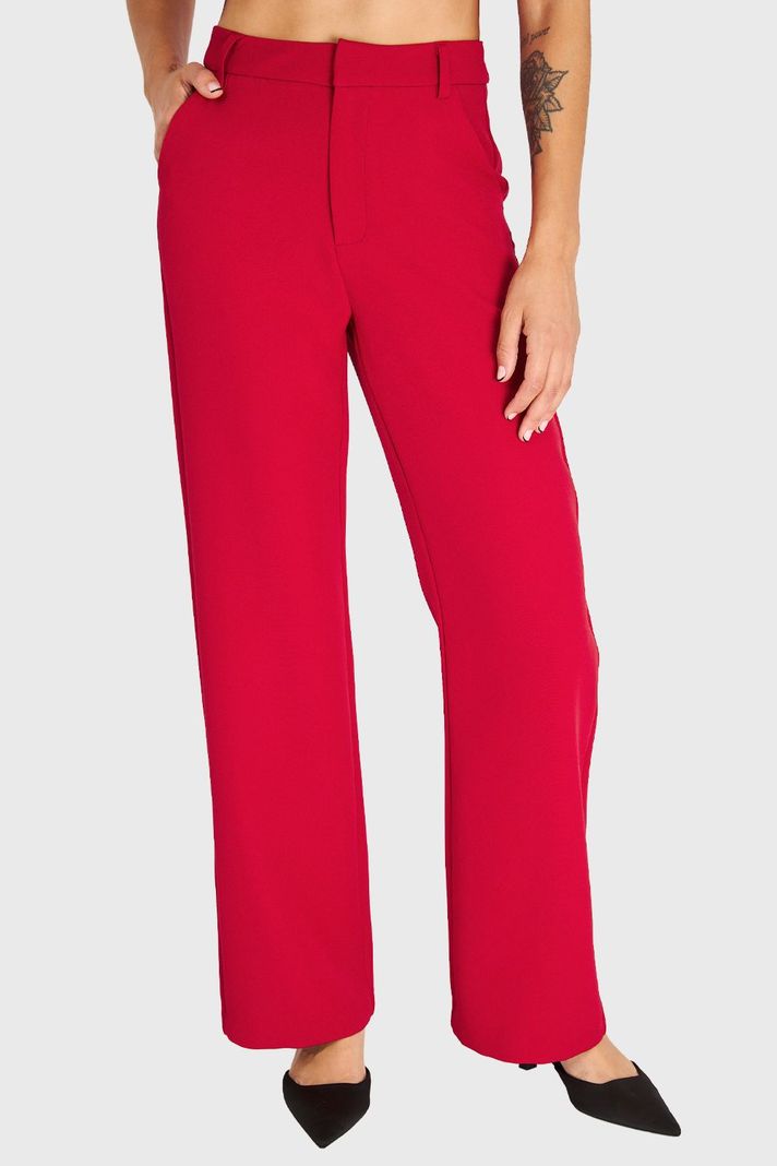 Pantalón Pierna Ancha Con Pasador Rojo Oscuro Nicopoly-0