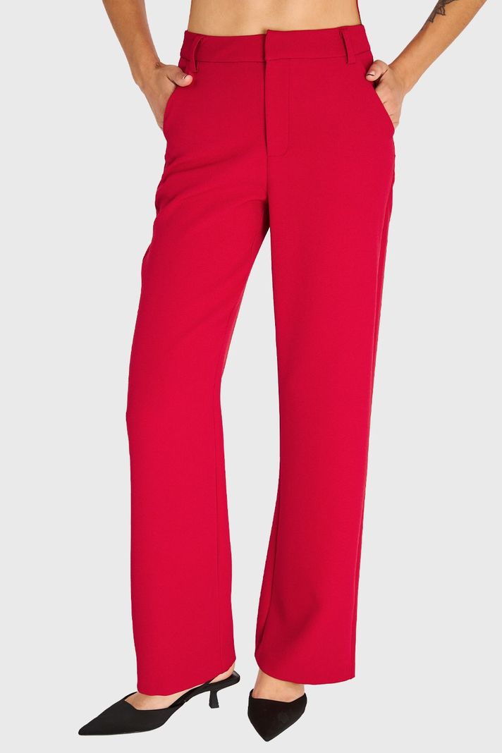 Pantalón Pierna Ancha Con Pasador Rojo Oscuro Nicopoly-4