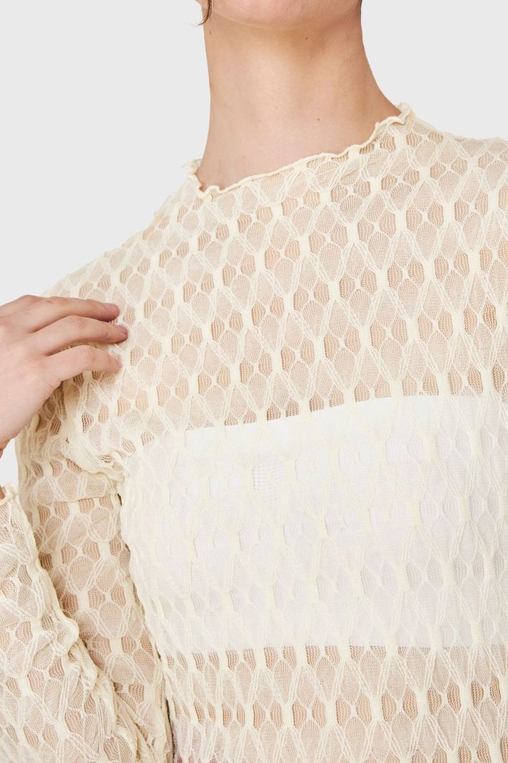 Polera Transparente De Encaje Blanco Invierno Nicopoly-5