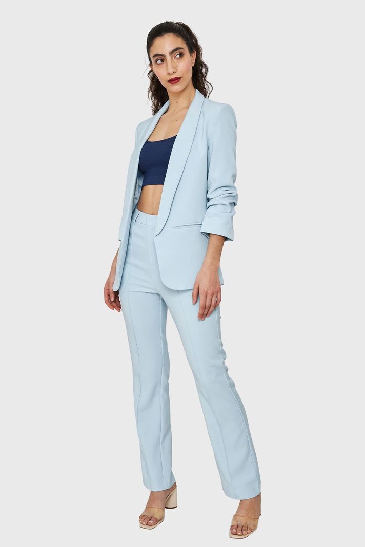 Blazer Manga 3/4 Con Pliegues Celeste Nicopoly-1