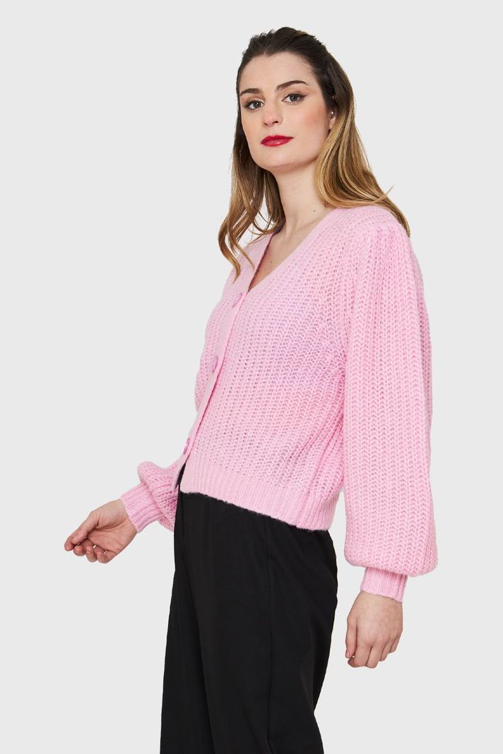 Cárdigan Corto Botones Rosa Nicopoly-2