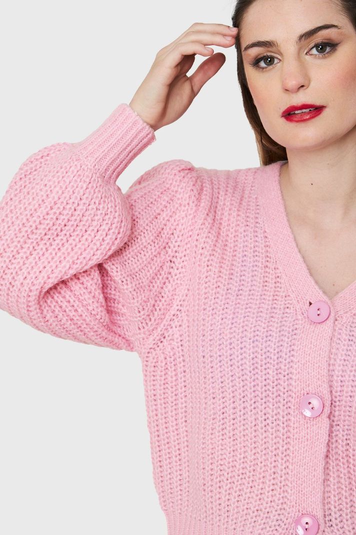 Cárdigan Corto Botones Rosa Nicopoly-5