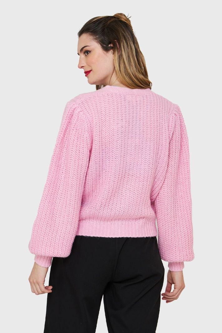 Cárdigan Corto Botones Rosa Nicopoly-3