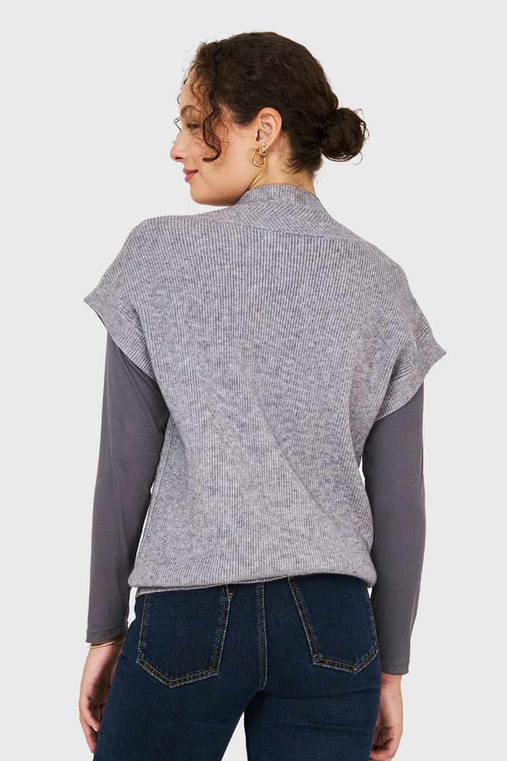Sweater Escote Profundo Gris Nicopoly-3
