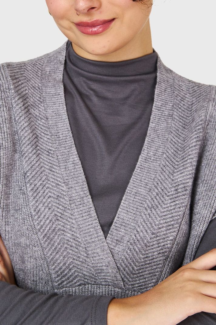 Sweater Escote Profundo Gris Nicopoly-5