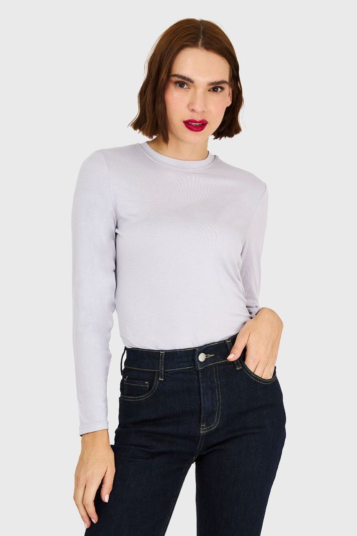 Polera Cuello Redondo Gris Nicopoly-0