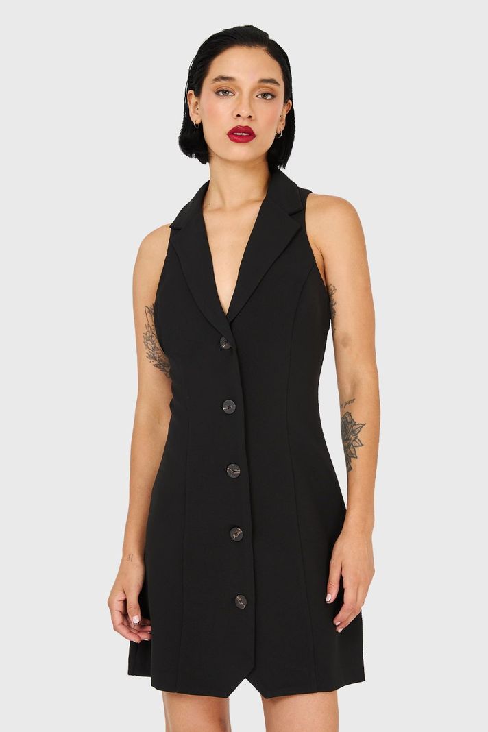 Vestido Tipo Blazer Negro Nicopoly-4