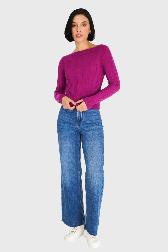 Sweater Cuello Bote Magenta Nicopoly-1