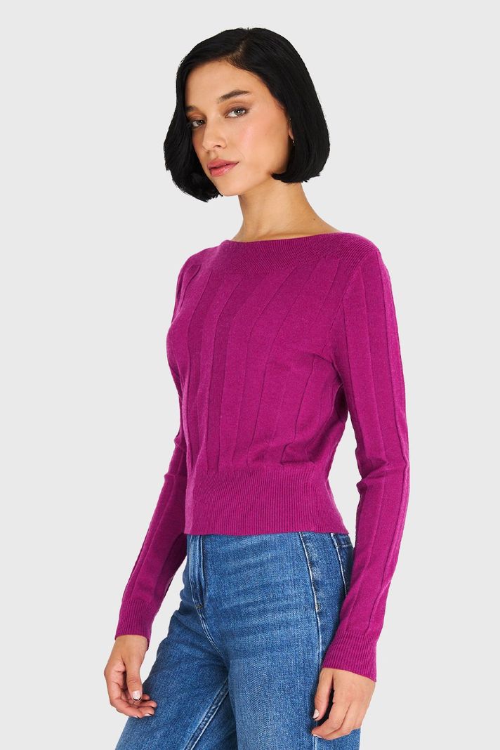 Sweater Cuello Bote Magenta Nicopoly-2
