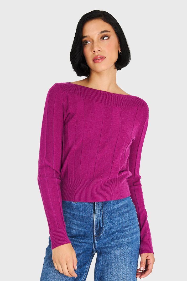 Sweater Cuello Bote Magenta Nicopoly-4