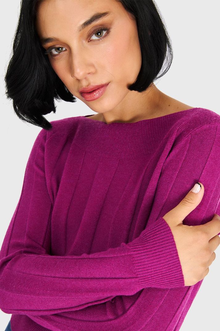 Sweater Cuello Bote Magenta Nicopoly-5