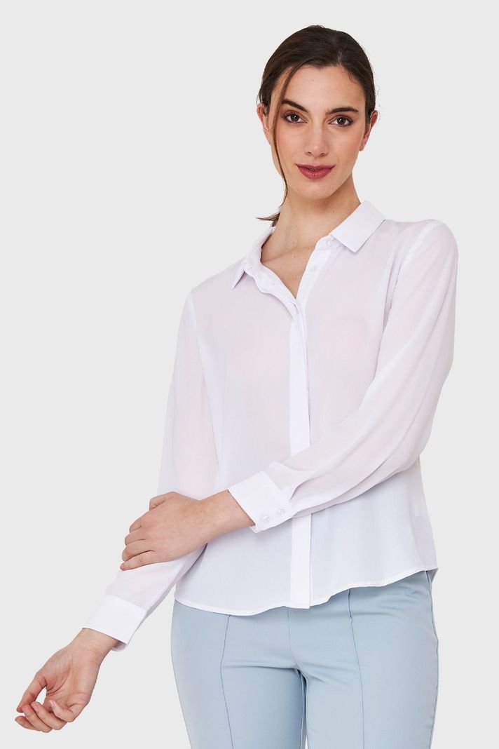 Blusa Botonera Invisible Blanco Nicopoly-0