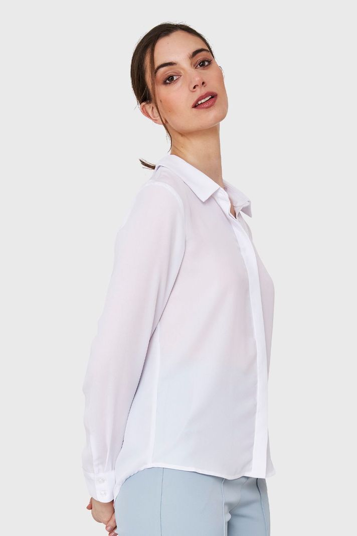 Blusa Botonera Invisible Blanco Nicopoly-2