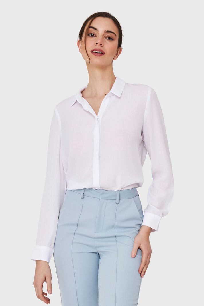 Blusa Botonera Invisible Blanco Nicopoly-4