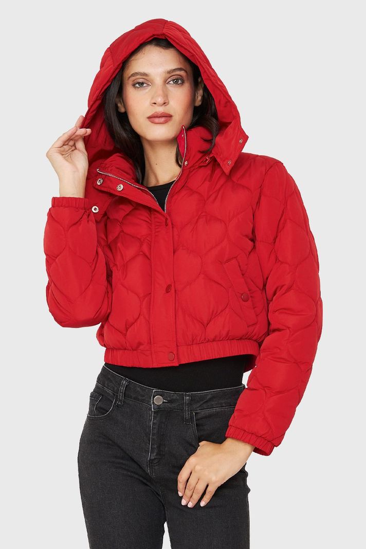 Parka Corta Quilt Con Gorro Rojo Nicopoly-0
