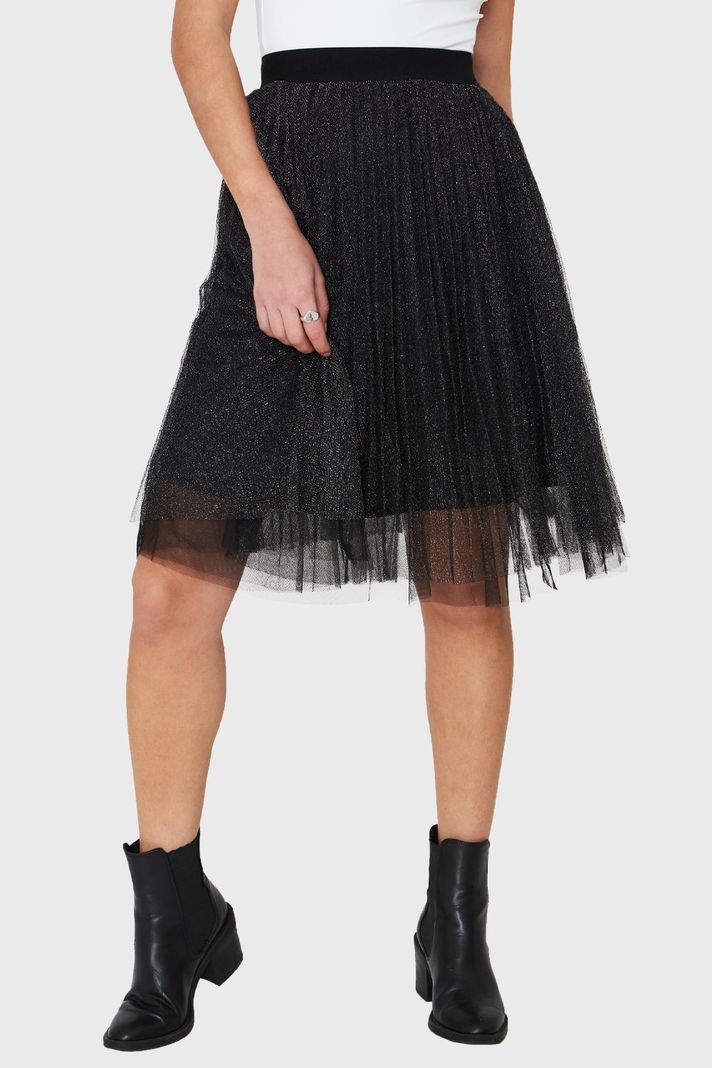 Falda Tul Brillos Negro Nicopoly